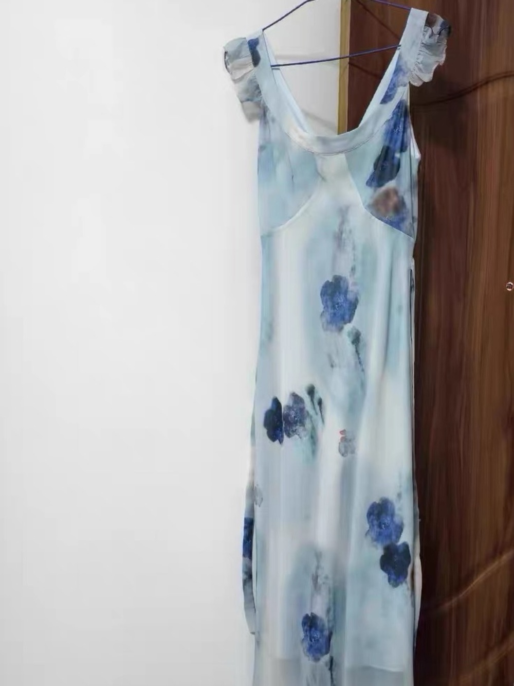Vintage Blue Floral Maxi Slip Dress